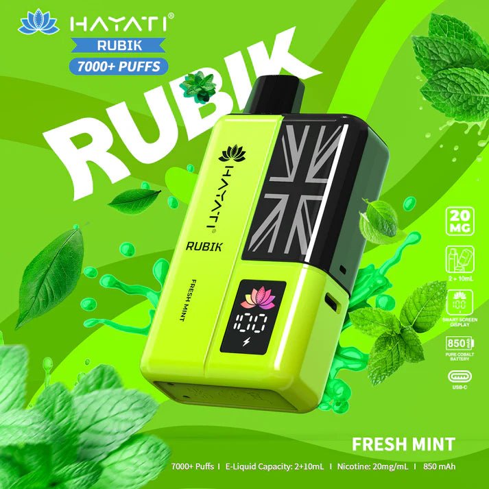 Hayati Rubik 7000 Puffs Disposable Vape Box of 5 - Flavour Fresh Mint
