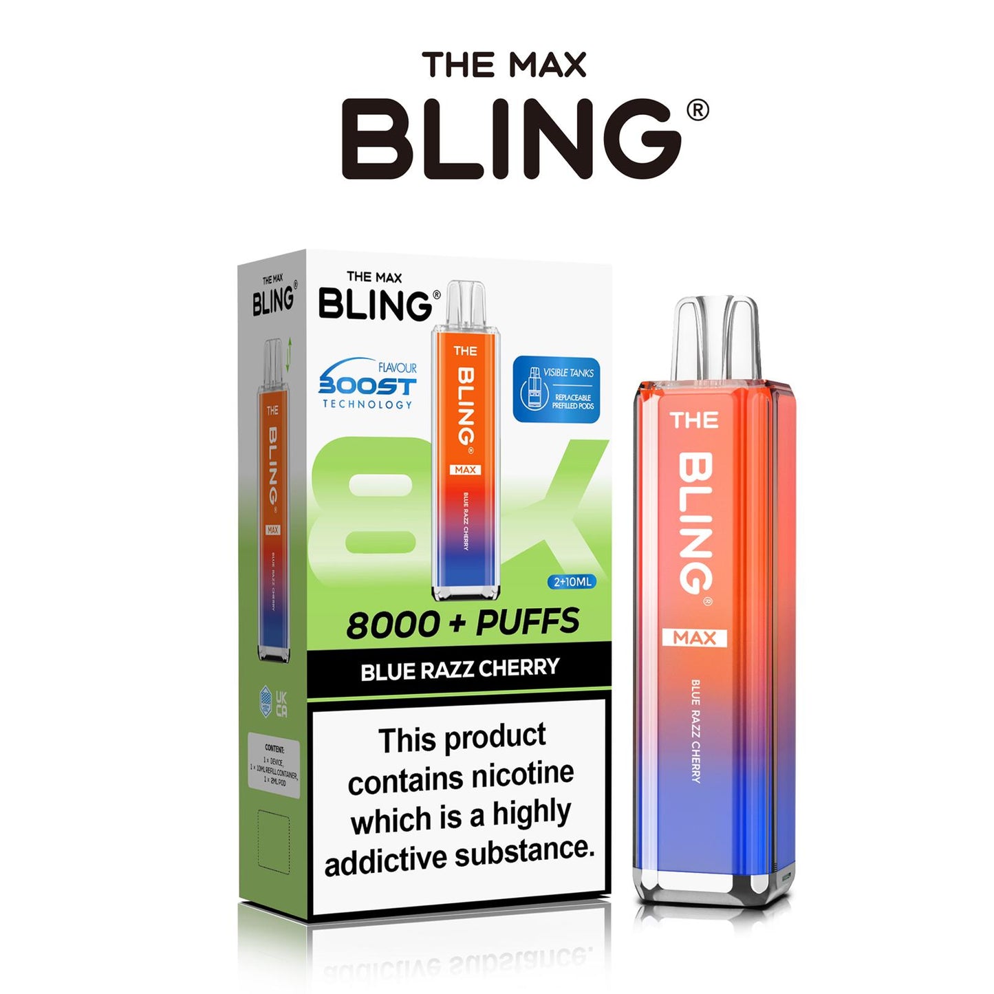 Flavour of Crystal Bling Max 8000 Pod Kit, available in Wholesale Box of 5 at Uk Vaper Wholesale