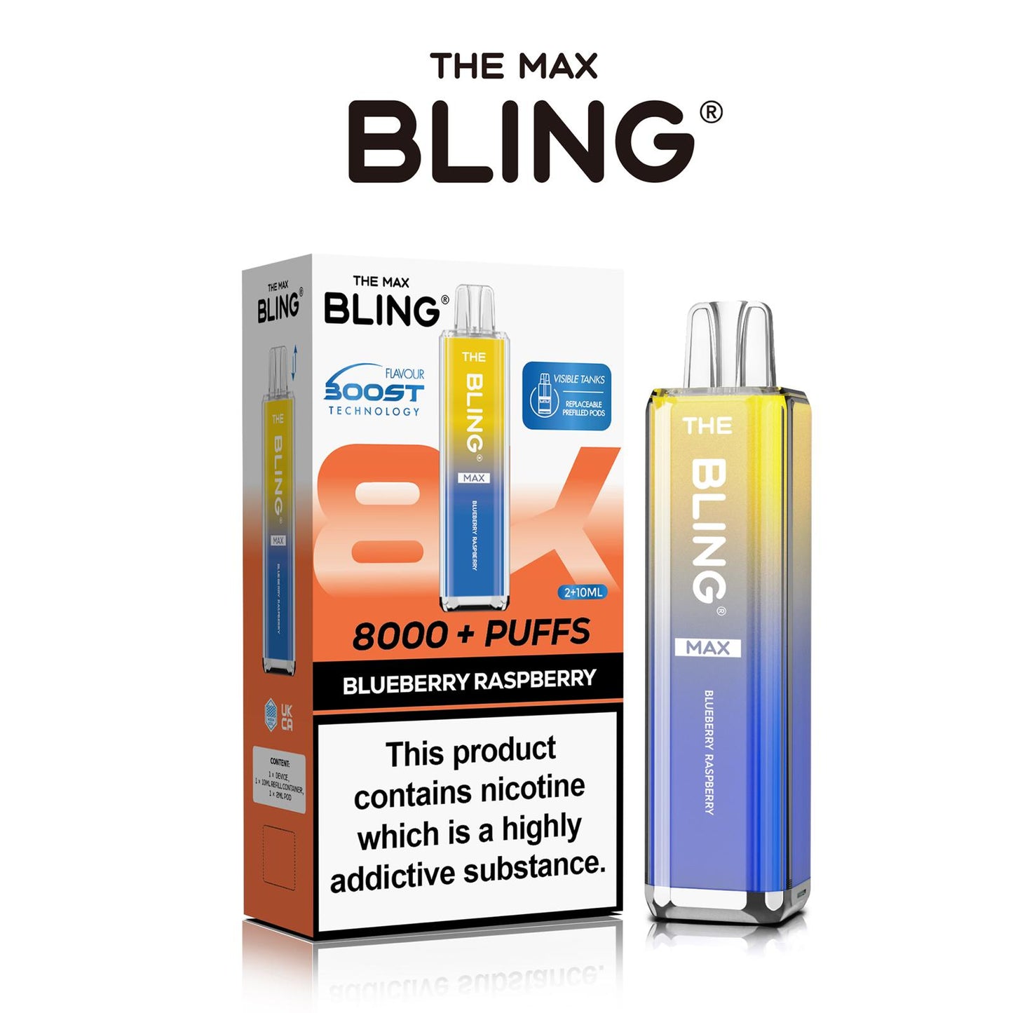 Flavour of Crystal Bling Max 8000 Pod Kit, available in Wholesale Box of 5 at Uk Vaper Wholesale