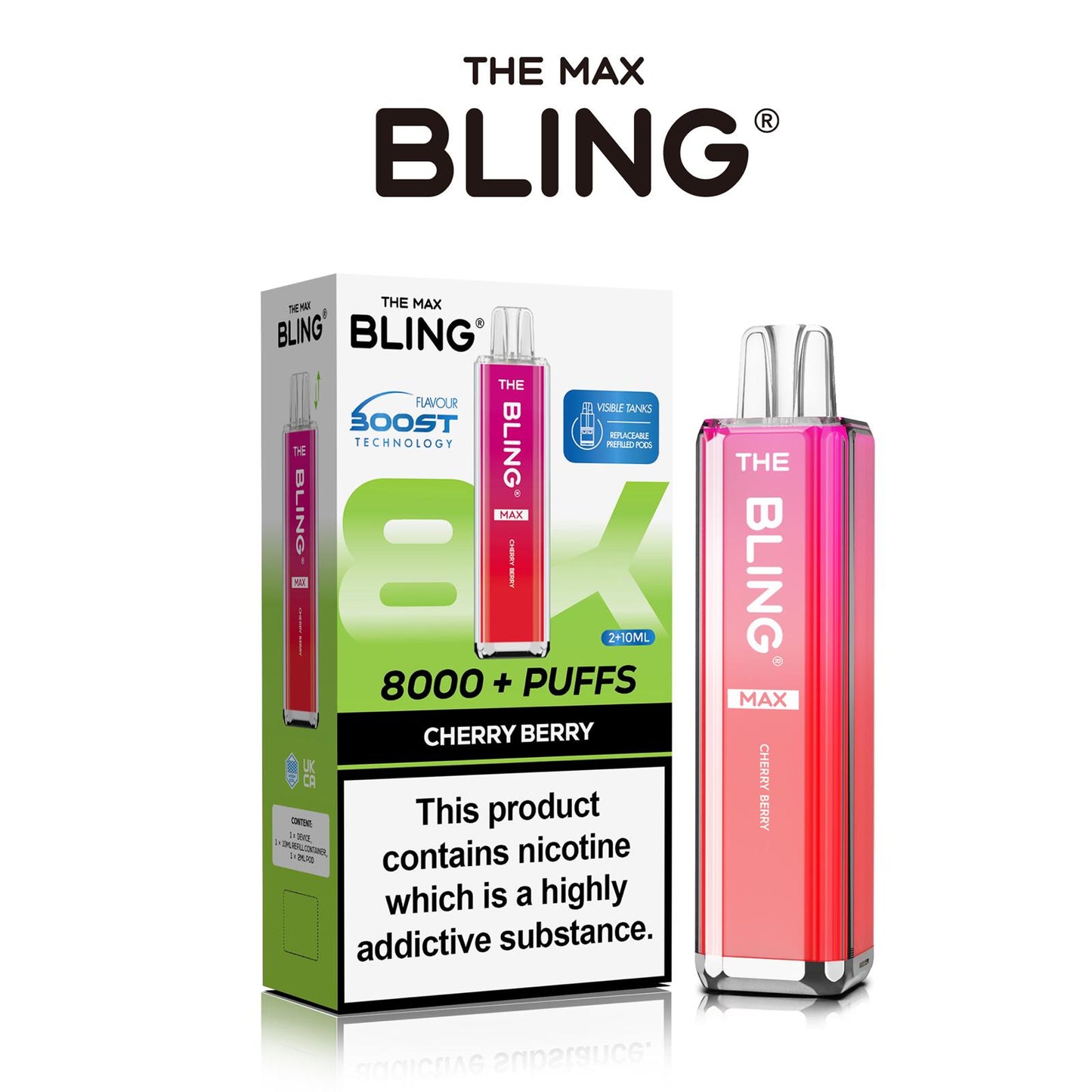 Flavour of Crystal Bling Max 8000 Pod Kit, available in Wholesale Box of 5 at Uk Vaper Wholesale