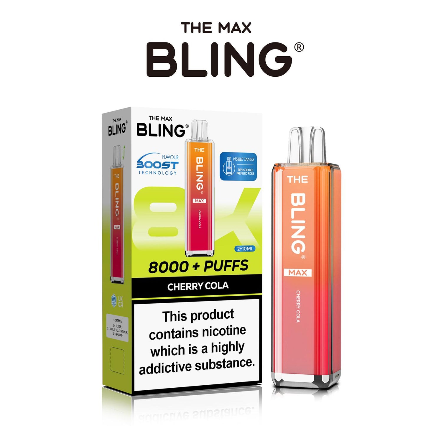 Flavour of Crystal Bling Max 8000 Pod Kit, available in Wholesale Box of 5 at Uk Vaper Wholesale