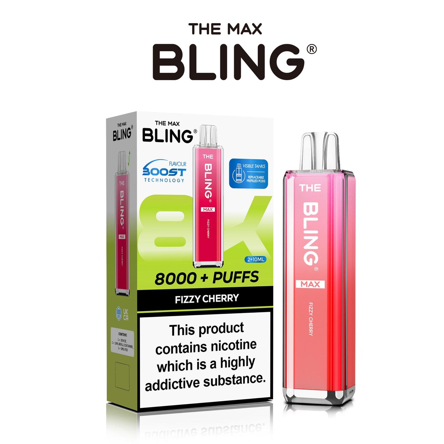 Flavour of Crystal Bling Max 8000 Pod Kit, available in Wholesale Box of 5 at Uk Vaper Wholesale