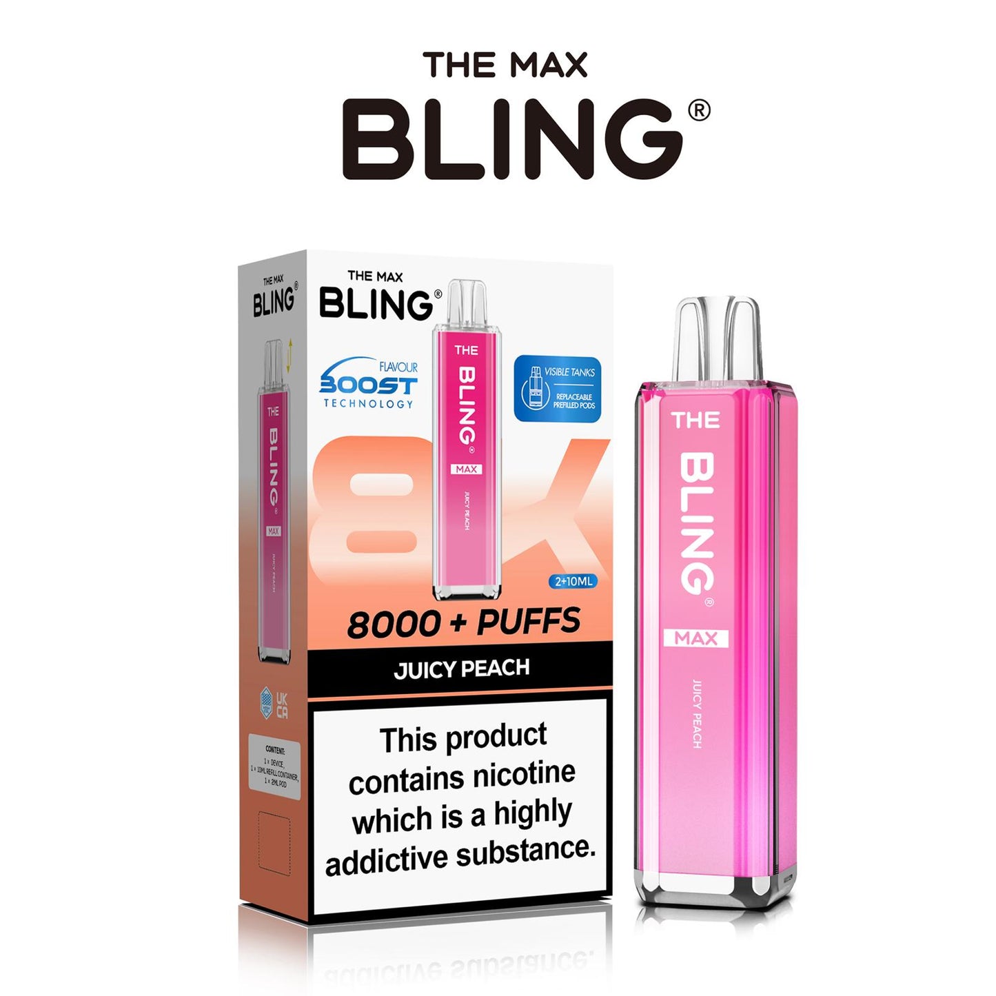 Flavour of Crystal Bling Max 8000 Pod Kit, available in Wholesale Box of 5 at Uk Vaper Wholesale