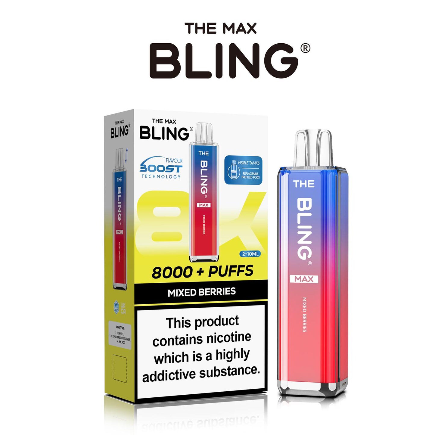 The Crystal Bling Max 8000 Puffs Prefilled Pod Kit - Box of 5