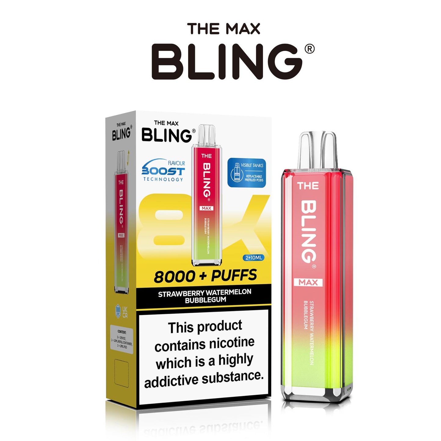 Flavour of Crystal Bling Max 8000 Pod Kit, available in Wholesale Box of 5 at Uk Vaper Wholesale