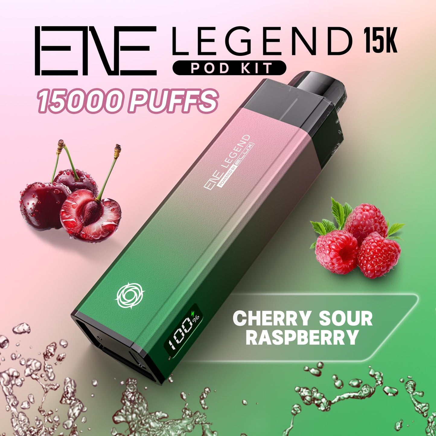 Elux ENE Legend 15k Puffs Prefilled Pod Kit - Box of 5 Available In Cherry Sour Raspberry Flavour