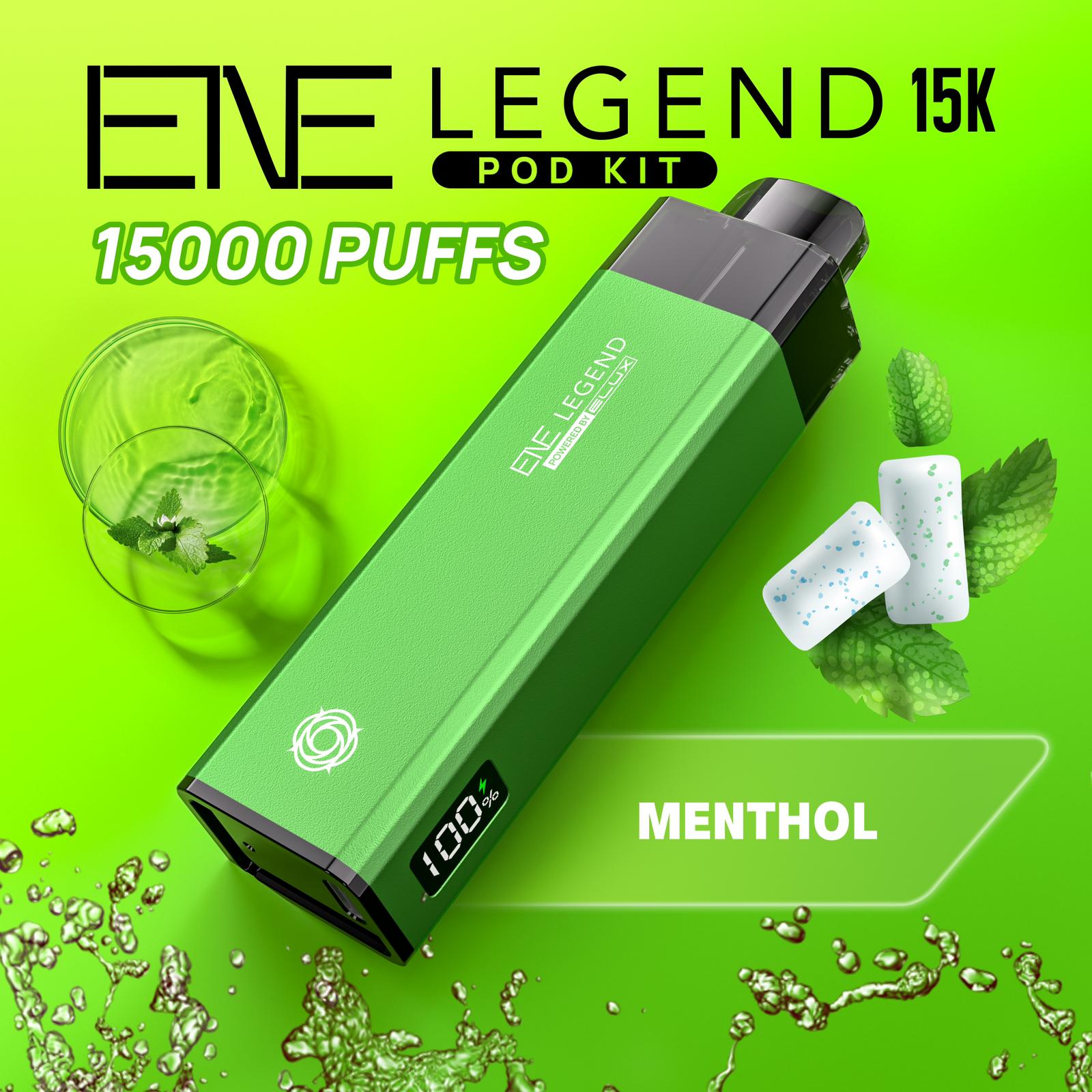 Elux ENE Legend 15k Puffs Prefilled Pod Kit - Box of 5 Available In Menthol Flavour