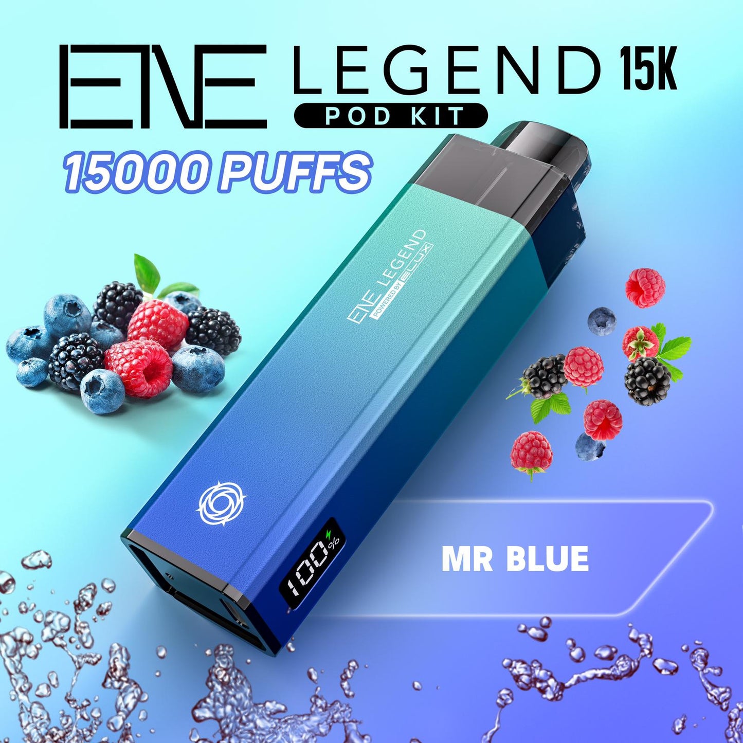 Elux ENE Legend 15k Puffs Prefilled Pod Kit - Box of 5 Available In Mr Blue Flavour