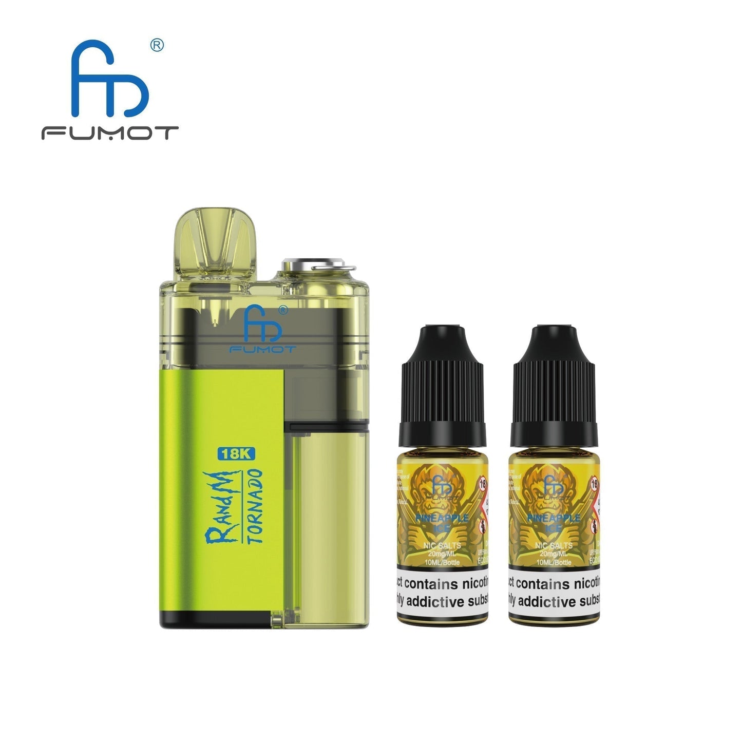 Fumot RandM Tornado 18000 Pre-Filled Pod Kit - Box of 5 in Pineapple Ice Flavour at UK Vaper Wholesale