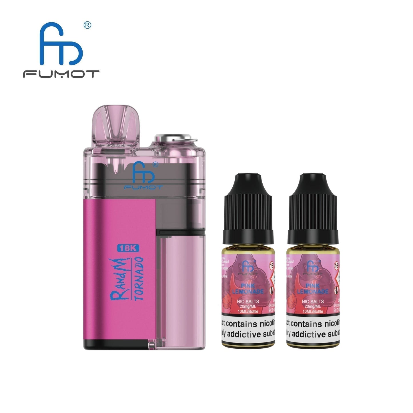 Fumot RandM Tornado 18000 Pre-Filled Pod Kit - Box of 5 in Pink Lemonade Flavour at UK Vaper Wholesale