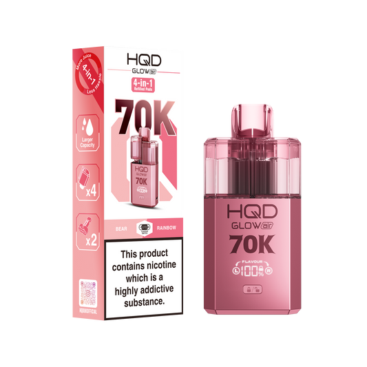 HQD Glow Air 70K Puff Prefilled Pod Vape kit - Box of 5