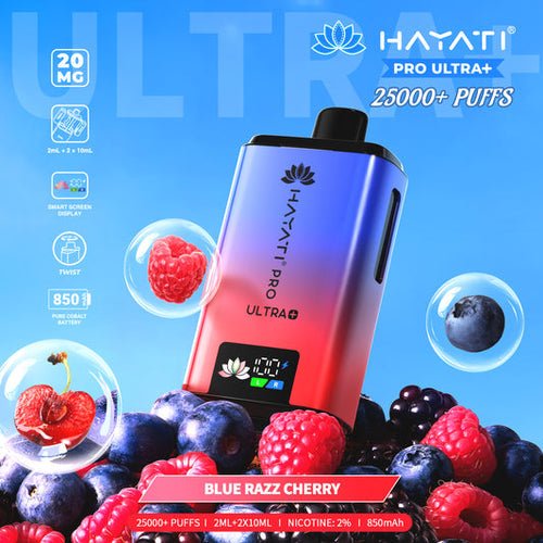 Hayati Pro Ultra Plus 25000 Prefilled Pod Kit Box of 5 - Blue Raz Cherry Flavour at UK Vaper Wholesale