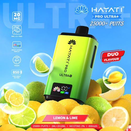 Hayati Pro Ultra Plus 25000 Prefilled Pod Kit Box of 5 - Lemon & Lime Flavour at UK Vaper Wholesale