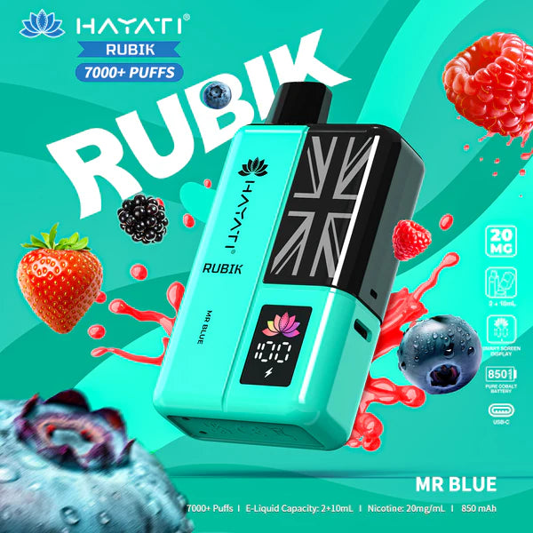 Hayati Rubik 7000 Puffs Disposable Vape Box of 5 - Flavour Mr Blue