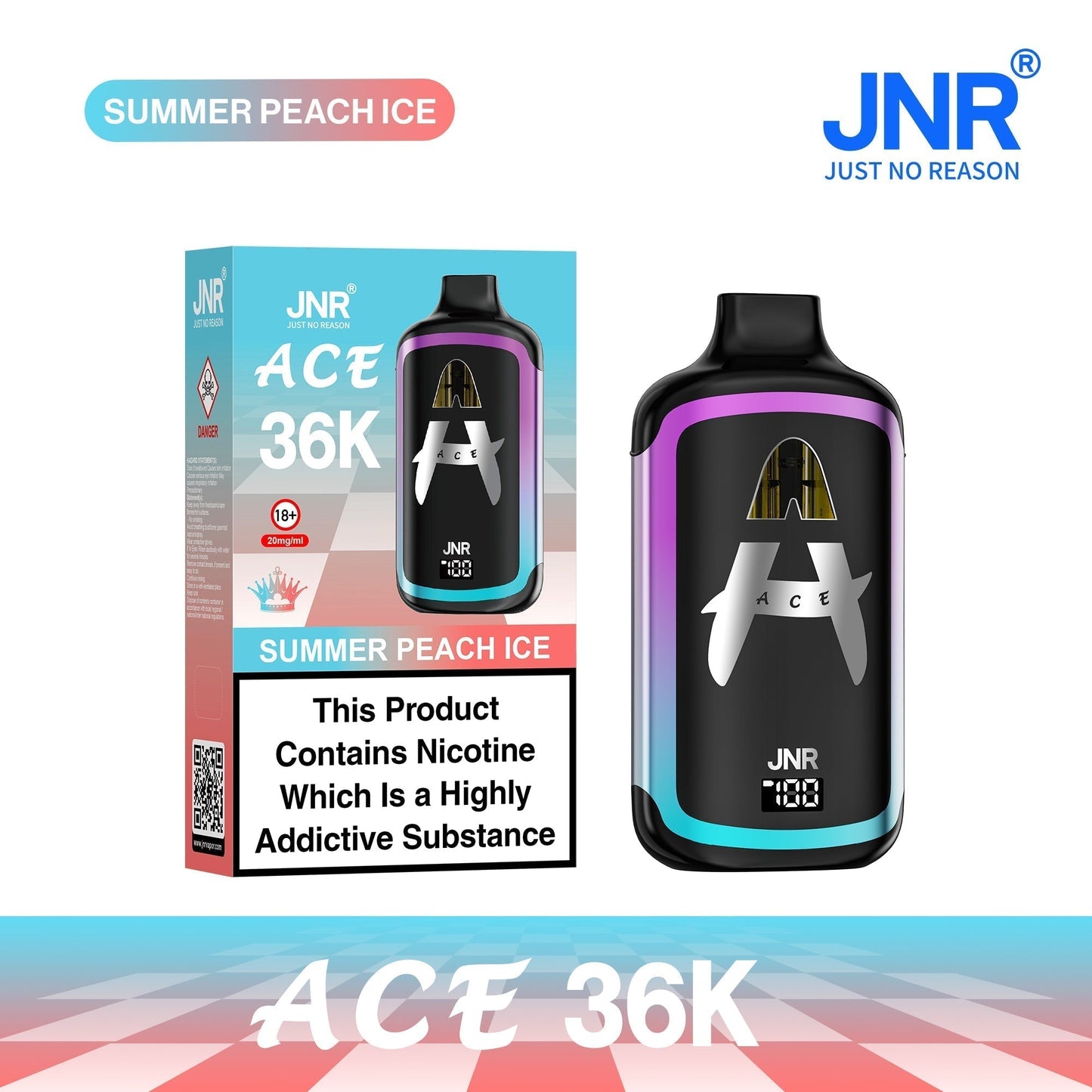 Image of JNR ACE 36k Prefilled Vape Pod Kit Box of 5, Strawberry Watermelon Ice