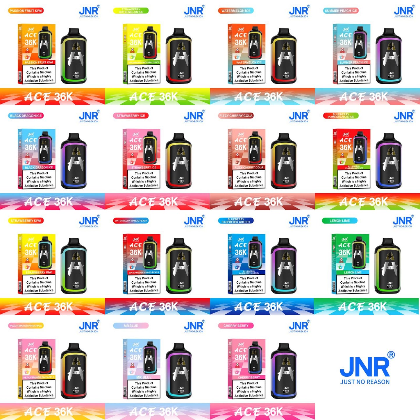 JNR Ace 36K Puffs Prefilled Vape Pod Kit - Box of 5