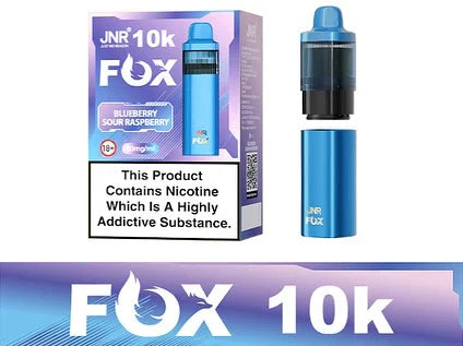 Image Of JNR Fox 10K Puffs Prefilled Pod Vape Kit - Box Of 5 With Flavour Blueberry Sour Raspberry