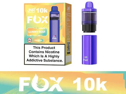 Image Of JNR Fox 10K Puffs Prefilled Pod Vape Kit - Box Of 5 With Flavour Gummy Bear