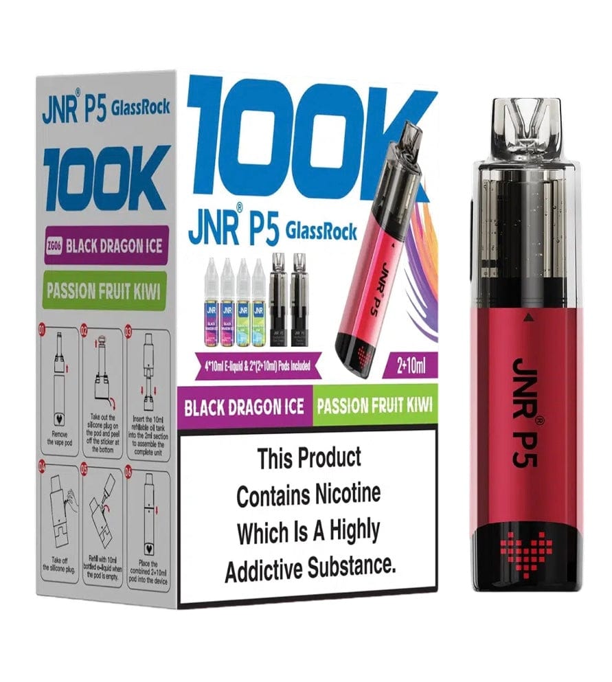 JNR P5 GlassRock 100k Refillable Pod Kit - Pack of 3