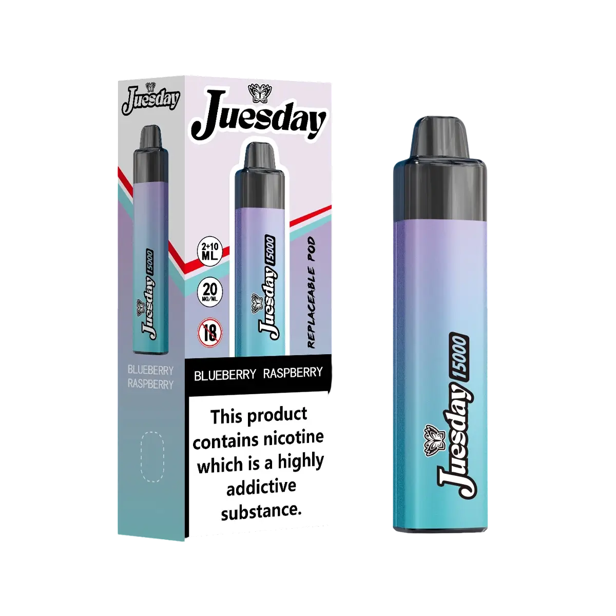 Image Of Juesday 15000 Puffs Prefilled Vape Kit - Box of 10-With Blueberry Raspberry