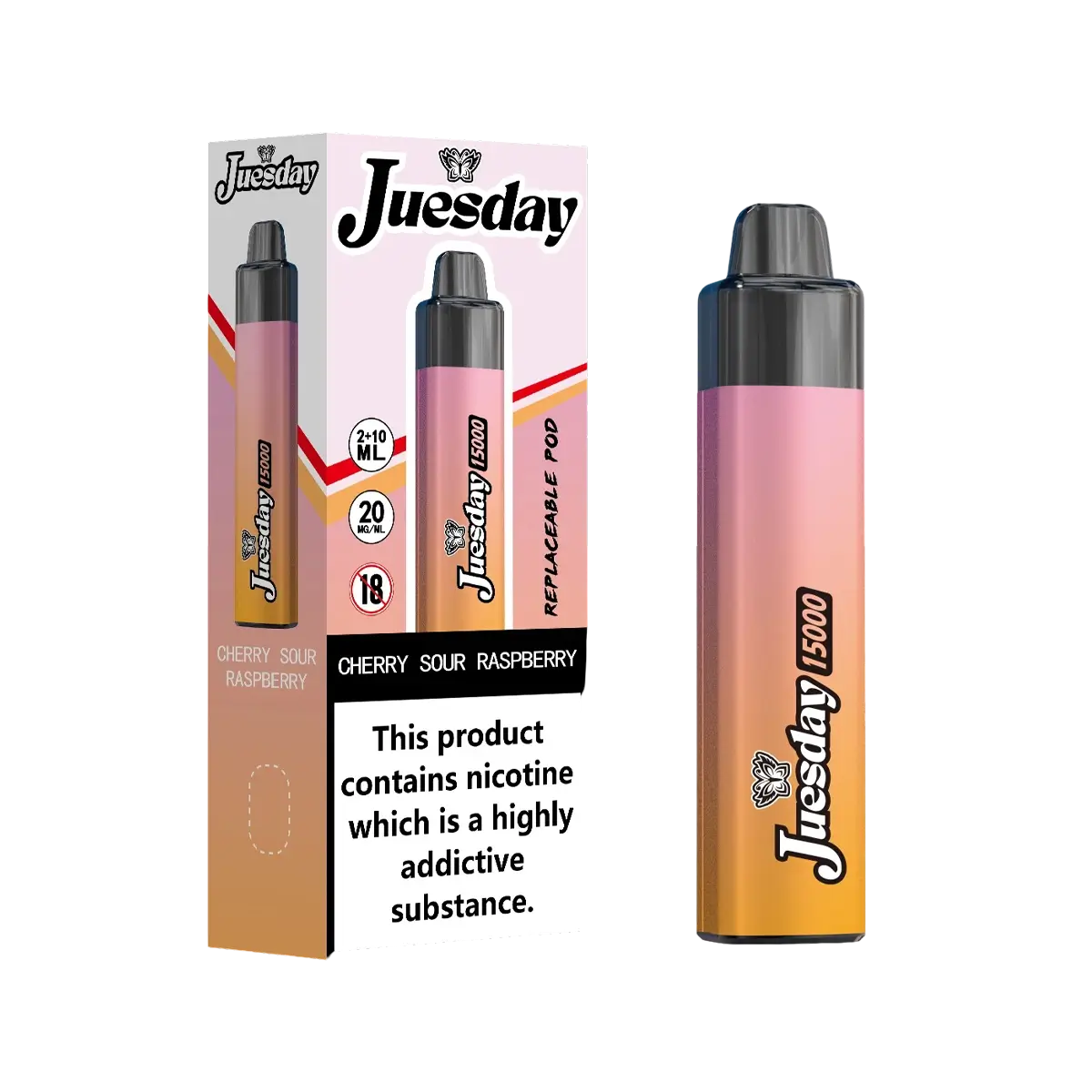 Image Of Juesday 15000 Puffs Prefilled Vape Kit - Box of 10-With Cherry-Sour-Raspberry