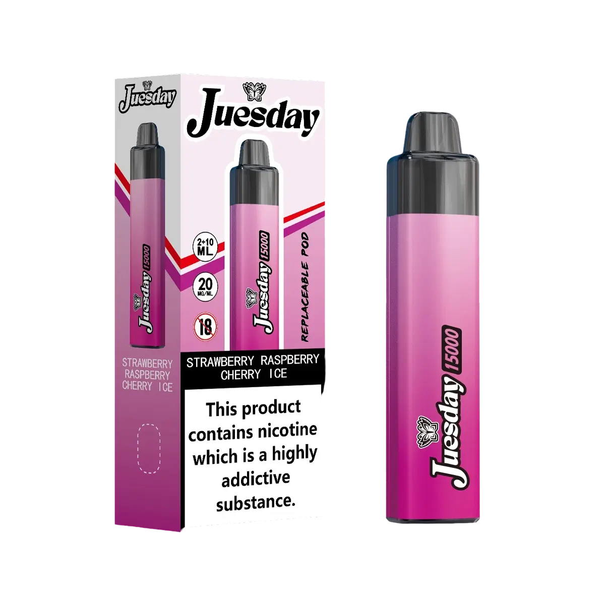 Image Of Juesday 15000 Puffs Prefilled Vape Kit - Box of 10 With  Flavour Blueberry & Mr Blue