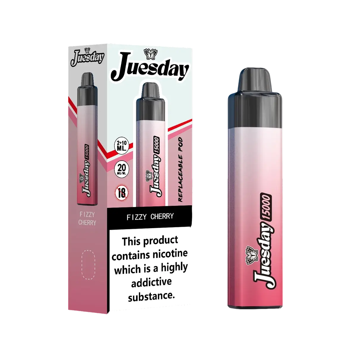 Image Of Juesday 15000 Puffs Prefilled Vape Kit - Box of 10-With Flavour Fizzy Cherry