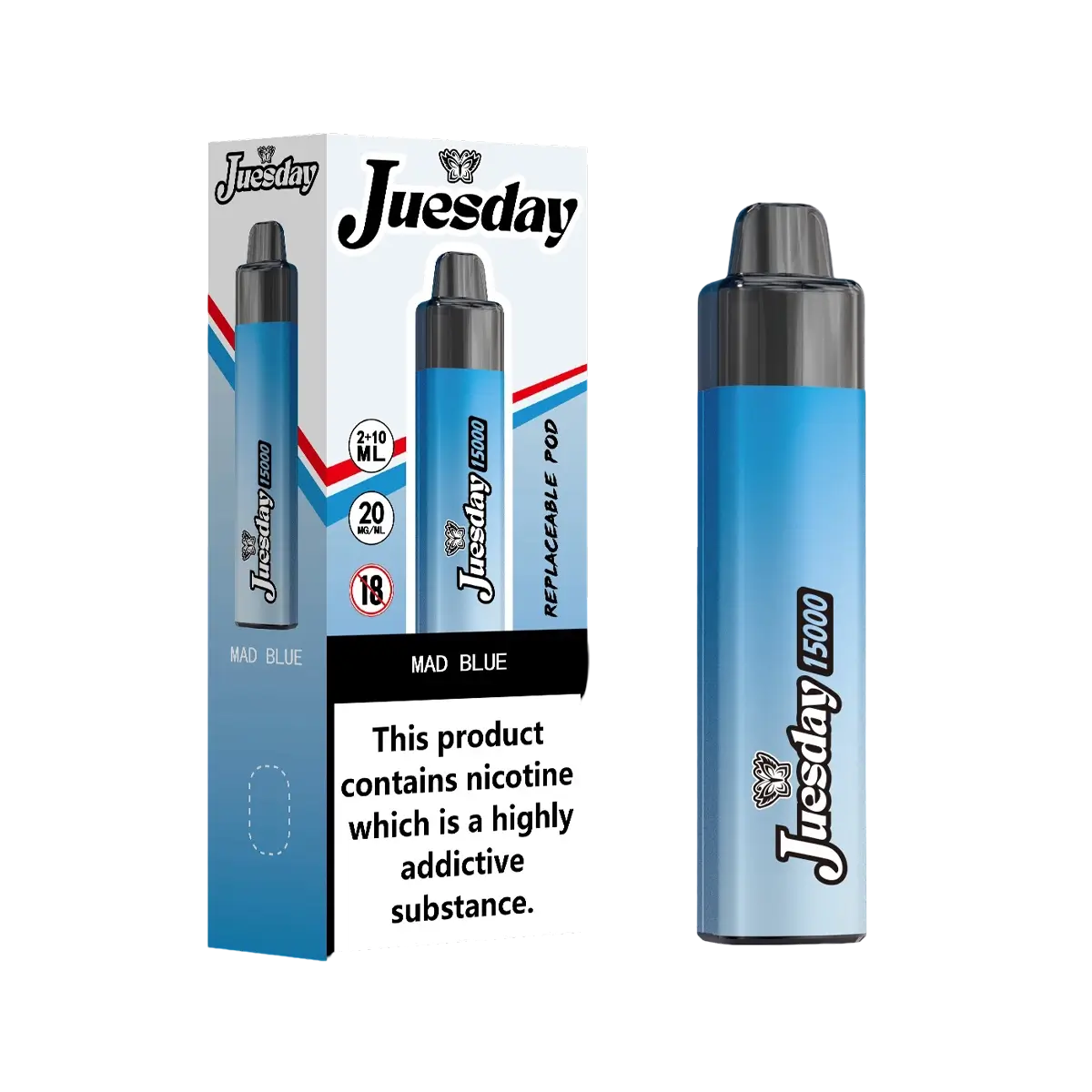 Image Of Juesday 15000 Puffs Prefilled Vape Kit Box of 10-With Flavour Mad-Blue