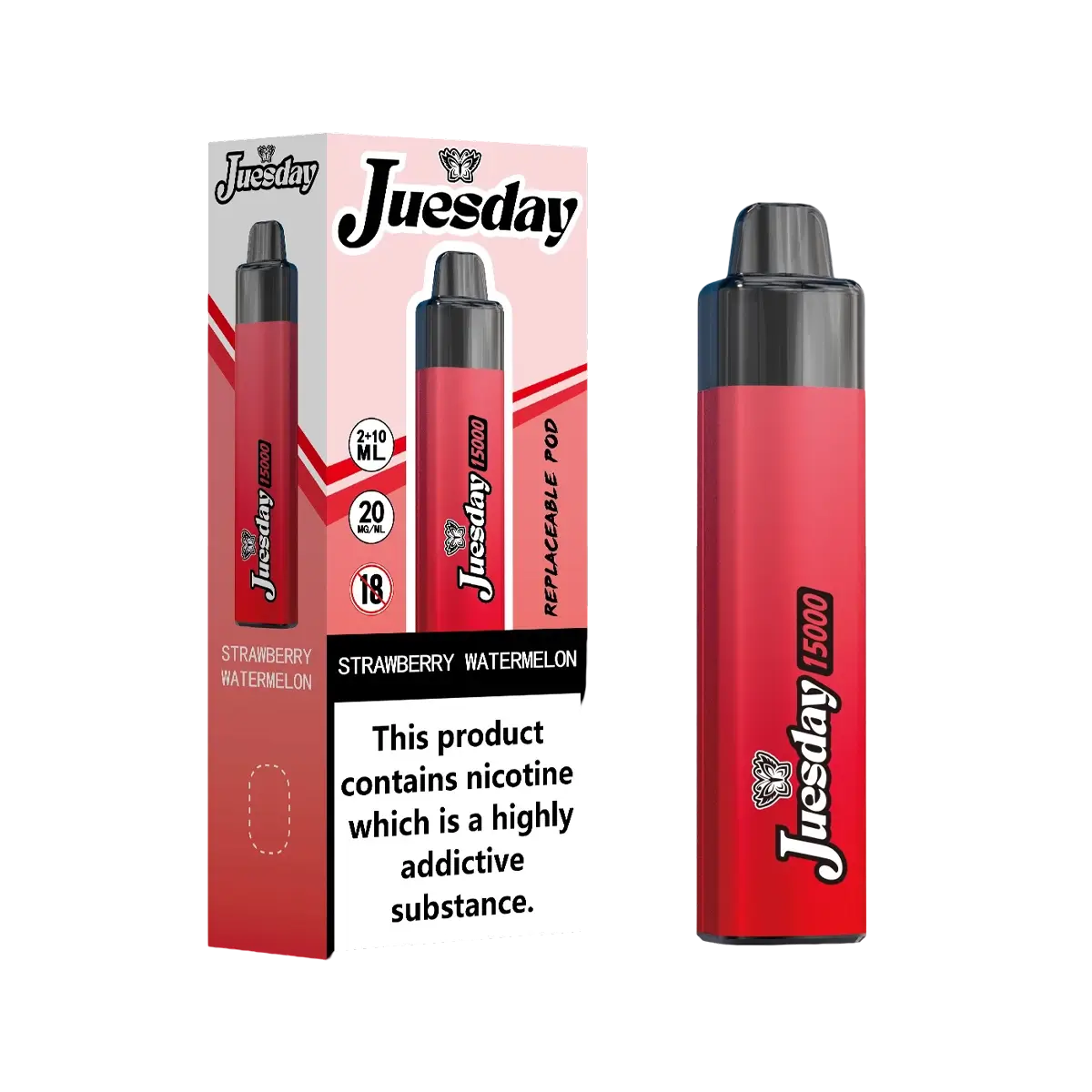 Image Of Juesday 15000 Puffs Prefilled Vape Kit - Box of 10-With Flavour Strawberry Watermelon