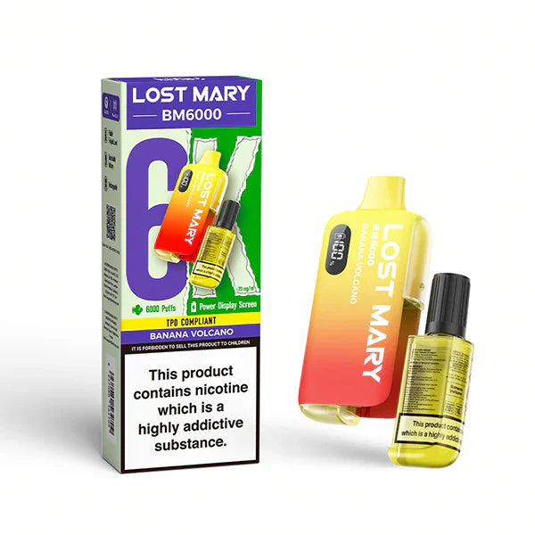 Lost Mary BM6000 Prefilled Vape Pod Kit - Box of 5 available in Banana Volcano Flavor