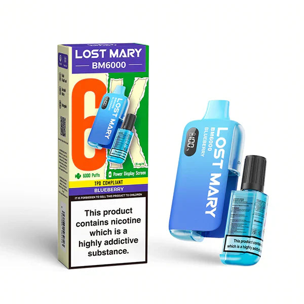 Lost Mary BM6000 Prefilled Vape Pod Kit - Box of 5 available in Blueberry Flavor 