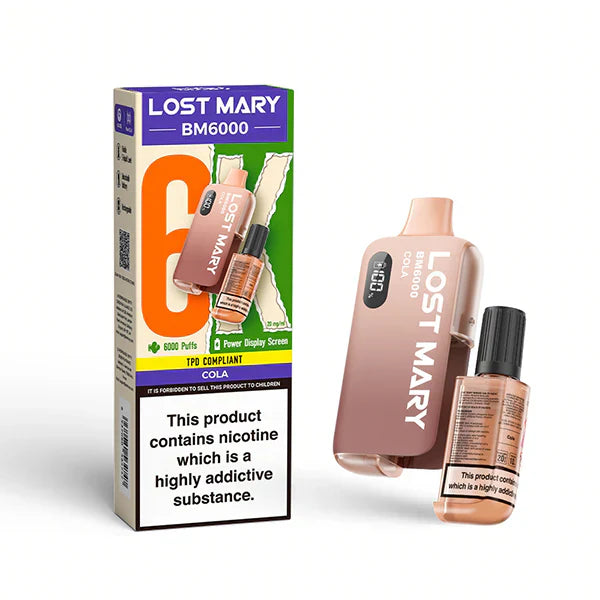 Lost Mary BM6000 Prefilled Vape Pod Kit - Box of 5 Available In Cola Flavour