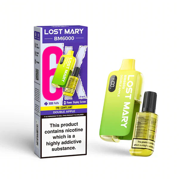Lost Mary BM6000 Prefilled Vape Pod Kit - Box of 5 available in Double Apple Flavor 