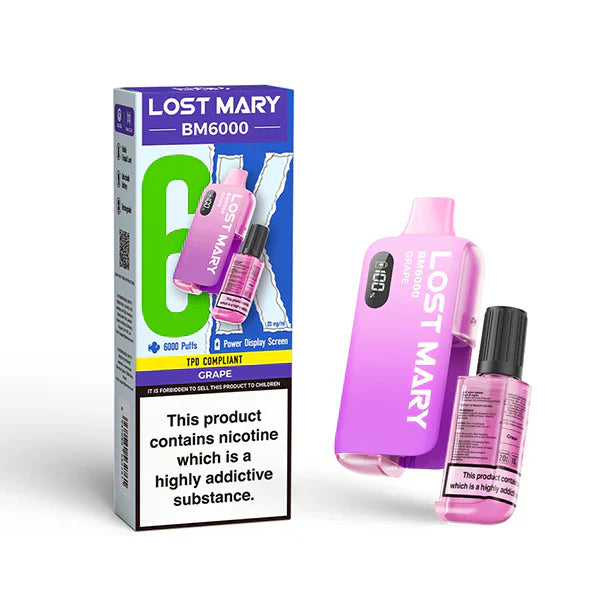 Lost Mary BM6000 Prefilled Vape Pod Kit - Box of 5 available in Grape Flavor