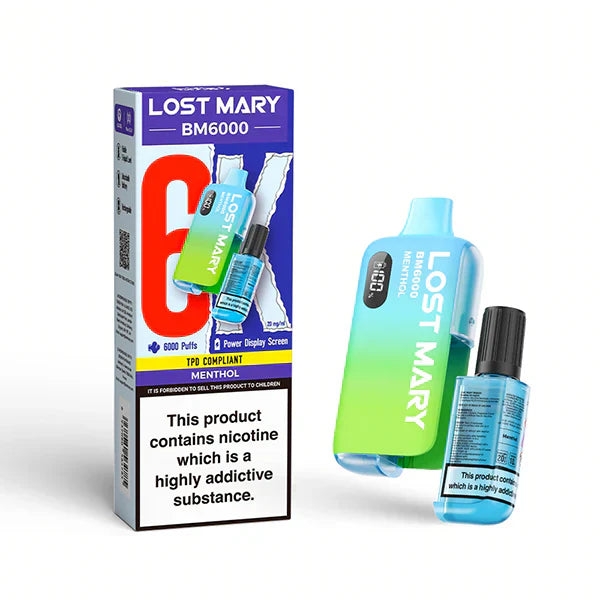 Lost Mary BM6000 Prefilled Vape Pod Kit - Box of 5 available in Menthol Flavor