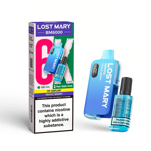 Lost Mary BM6000 Prefilled Vape Pod Kit - Box of 5 available in Triple Berry Flavor 