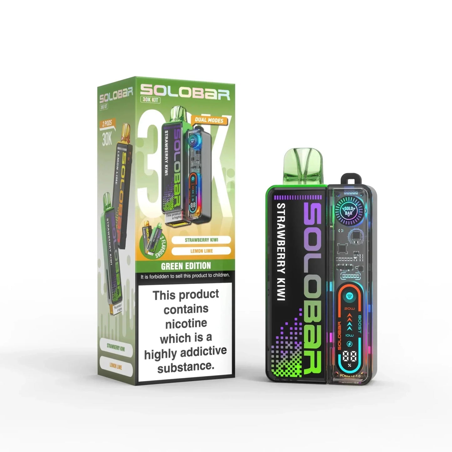 Image of Solo Bar Boost 30K Prefilled Vape Kit Box of 5, Flavour Comes in Green Edition