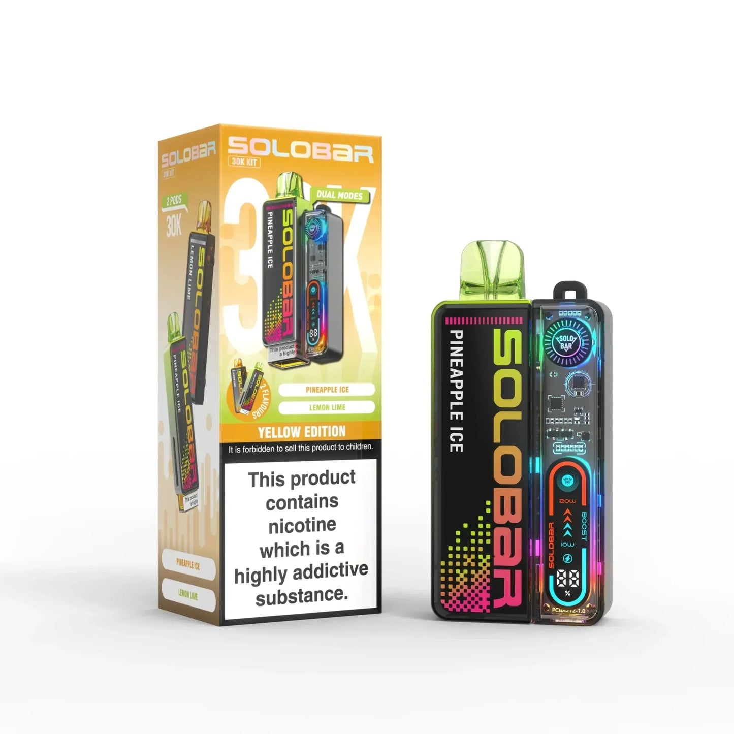Image of Solo Bar Boost 30K Prefilled Vape Kit Box of 5, Flavour Comes in Yellow Edition