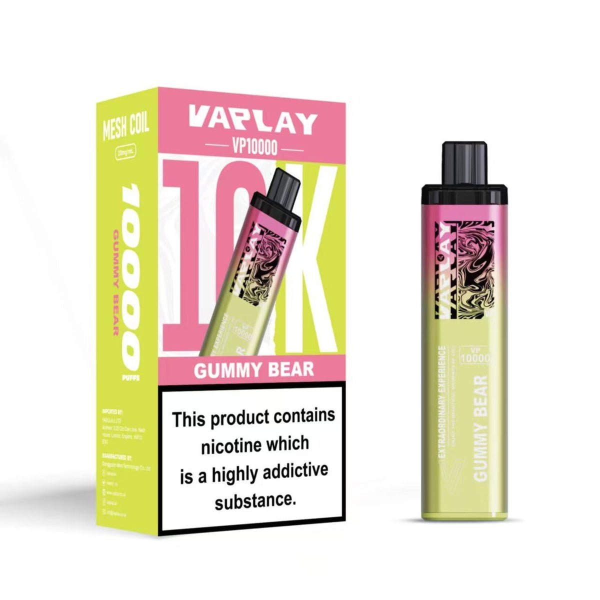 Vaplay VP10000 Prefilled Pod Vape Kit Box of 5 - Gummy Bear 