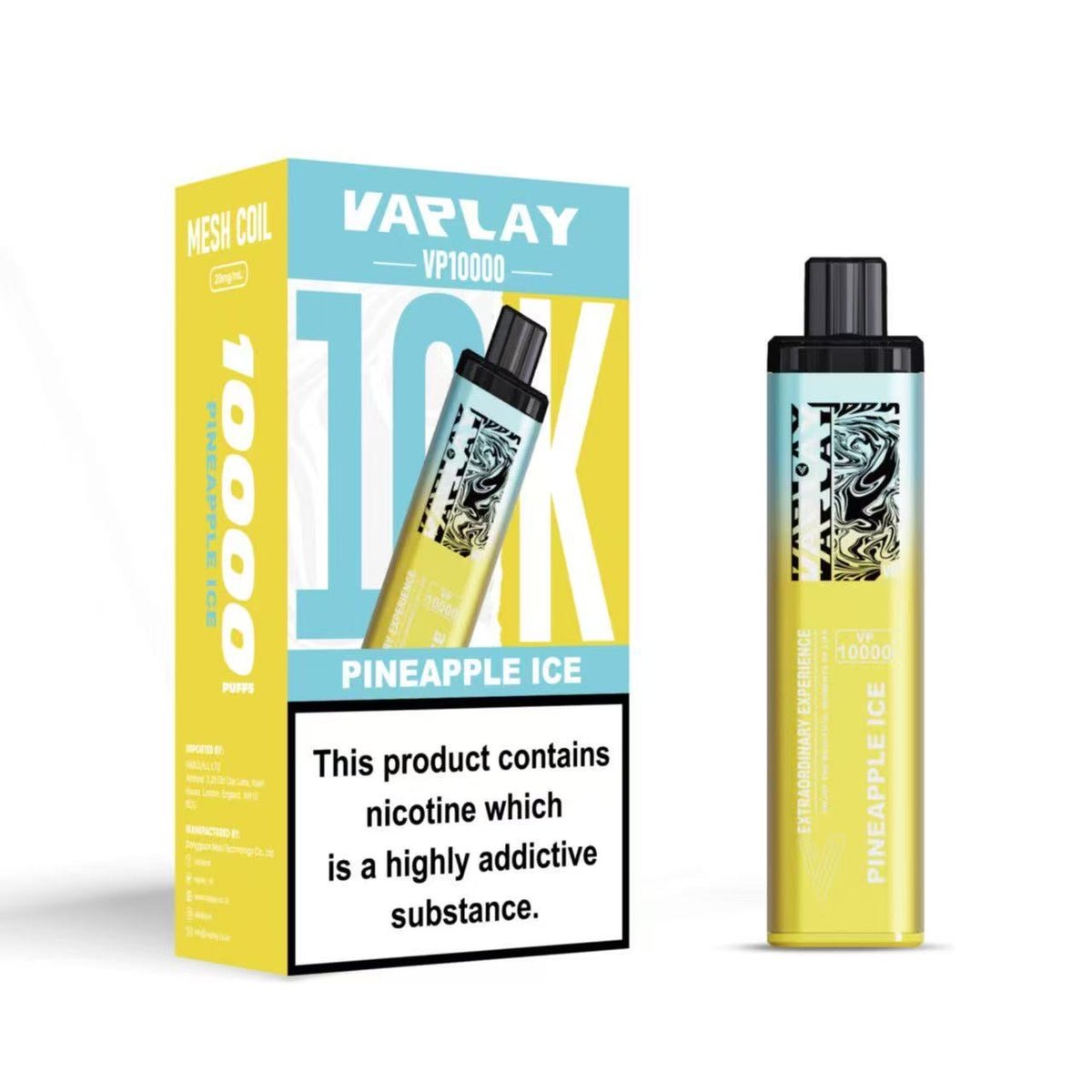 Vaplay VP10000 Prefilled Pod Vape Kit Box of 5 - Pineapple Ice 