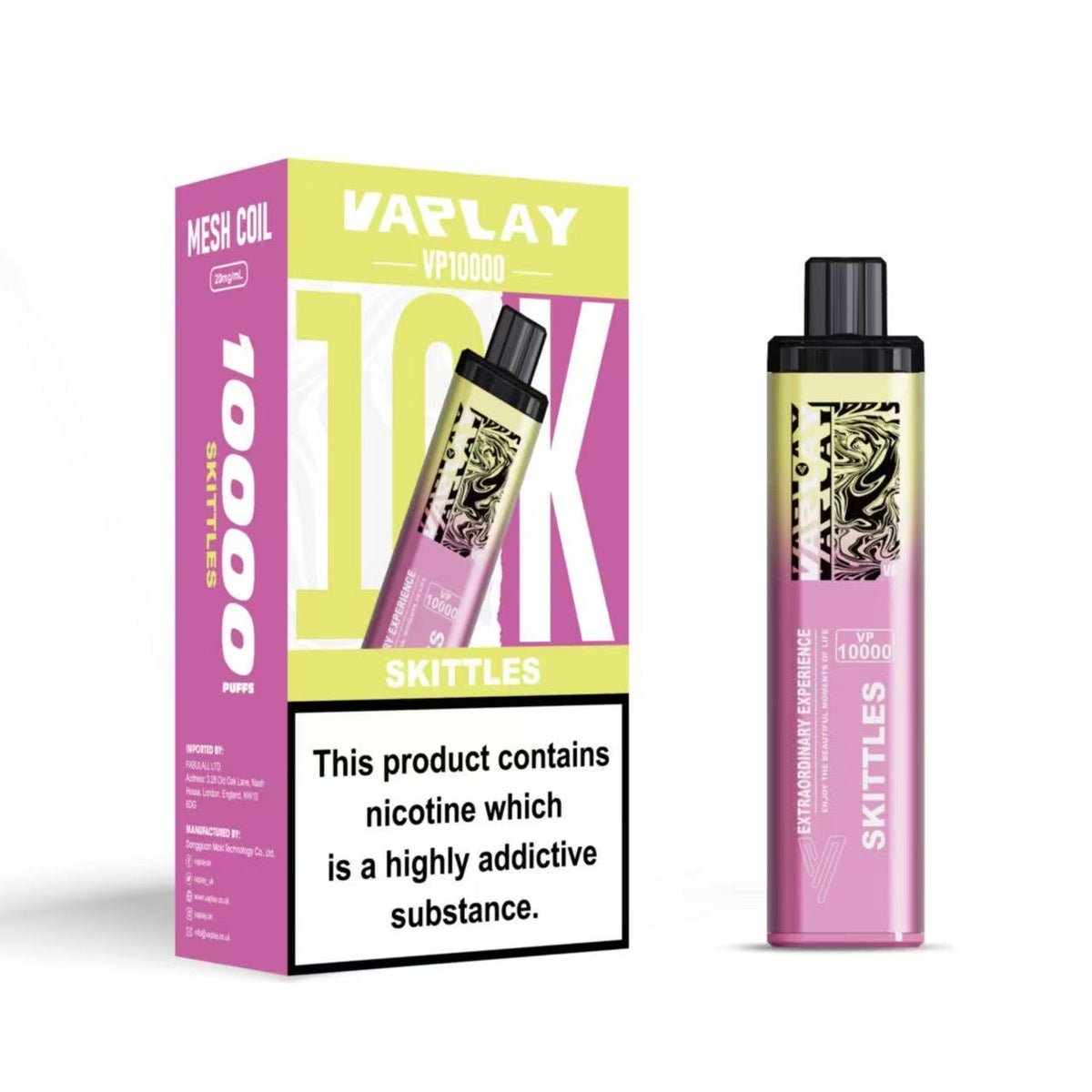 Vaplay VP10000 Prefilled Pod Vape Kit Box of 5 - Skittles 