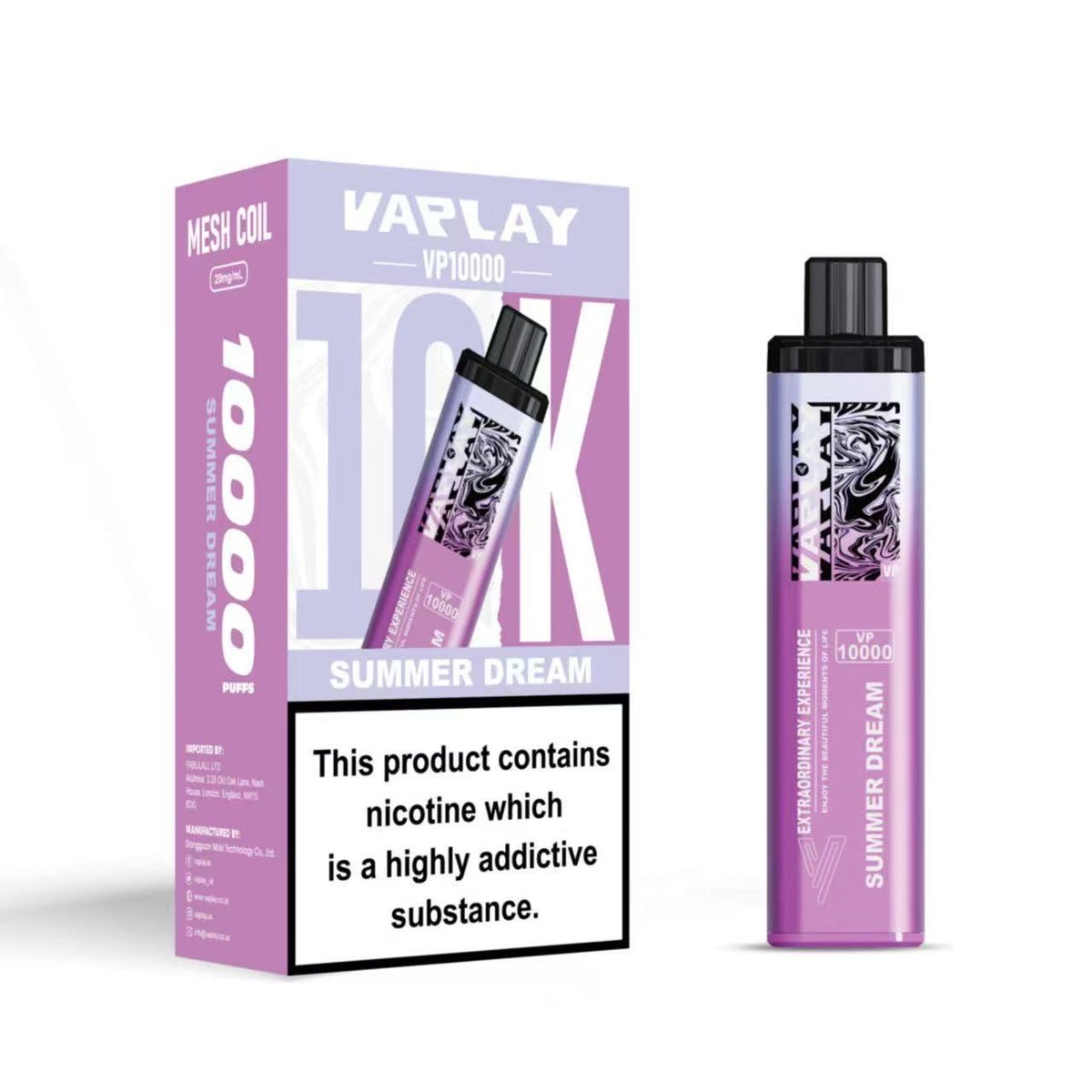 Vaplay VP10000 Prefilled Pod Vape Kit Box of 5 - Summer Dream 