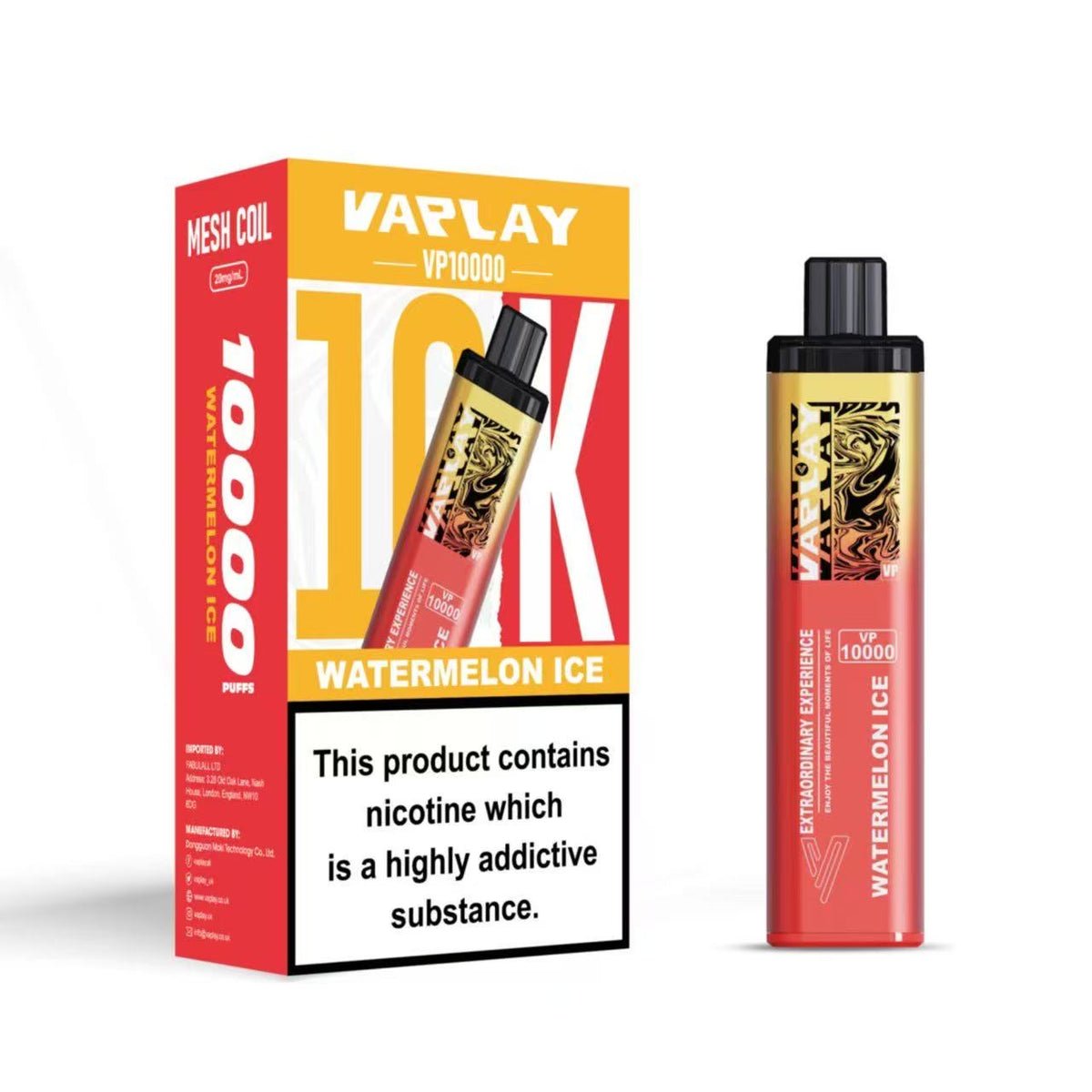 Vaplay VP10000 Prefilled Pod Vape Kit Box of 5 - Watermelon Ice 