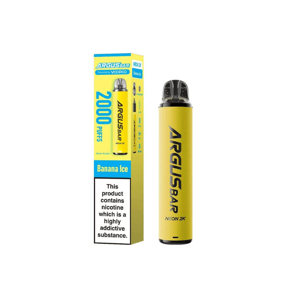 Image Of Voopoo Argus Bar Neon 2K Pre-filled Kit Box of 10-With Flavour Banana Ice 