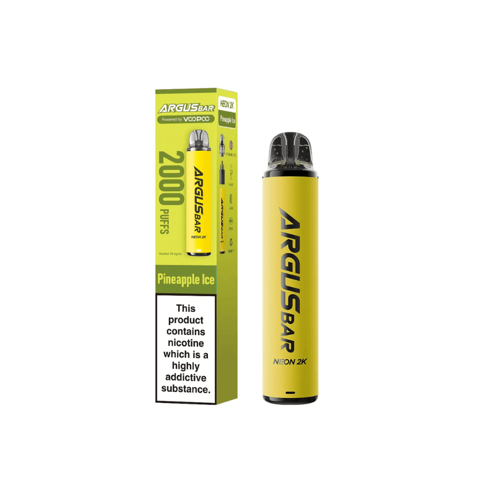 Image Of Voopoo Argus Bar Neon 2K Pre-filled Kit Box of 10-With Flavour Pineapple Ice