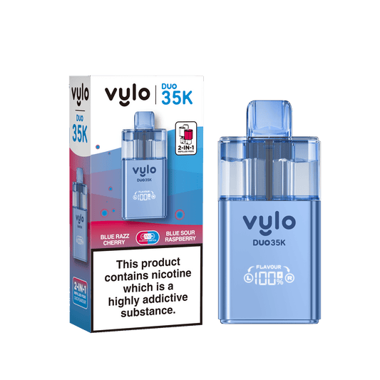 Vylo Duo 35k Prefilled 2 in 1 Pod Vape Box of 5 - Available In Blue Razz Cherry & Blue Sour Raspberry
